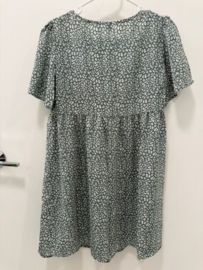 Green Printed Short Sleeve Women's Dress